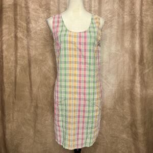 Vintage 90s Styleworks Multicolor Plaid Sleeveless Midi Shift Dress Mod Boho Y2K